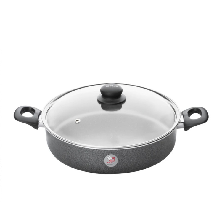 1756775904 تابه تک (تک ظرف) دو دسته درب شیشه ای سایز 26 - تصویر 1